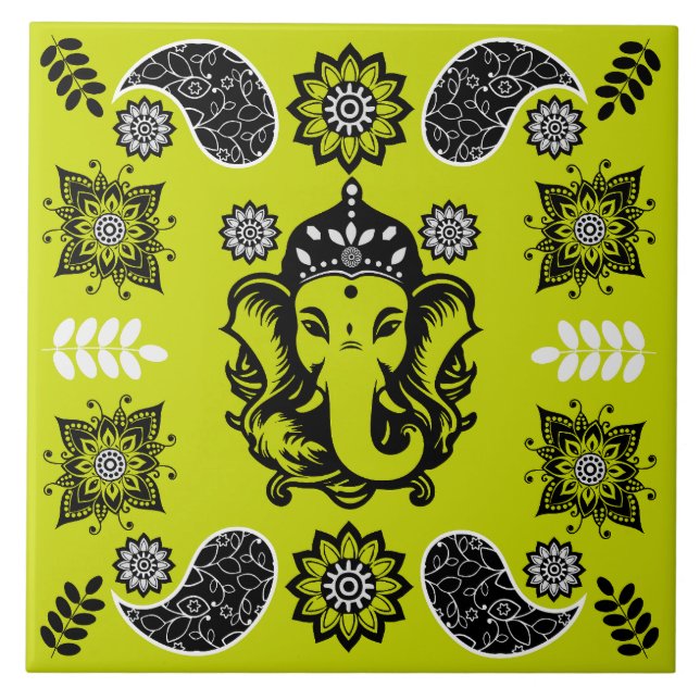 Carreau Impression d'art hindou sur le thème de Ganesha (Devant)