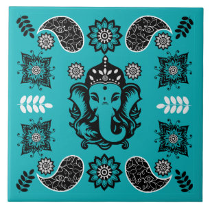 Carreau Impression d'art hindou sur le thème de Ganesha