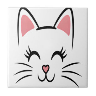 Carreau Impression de moustaches de visage de chat Amour H