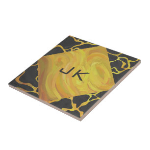 Carreau Impression Giraffe noir et jaune