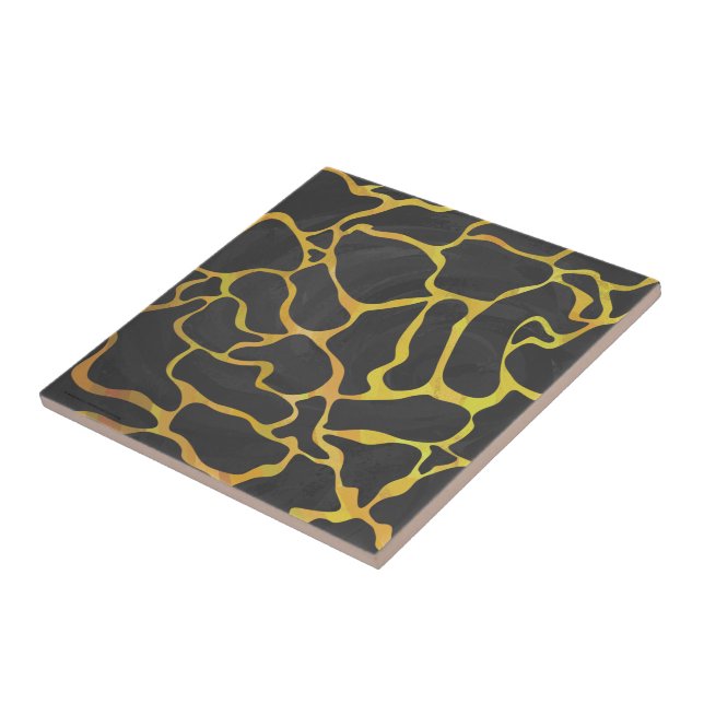 Carreau Impression Giraffe noir et jaune (Côté)