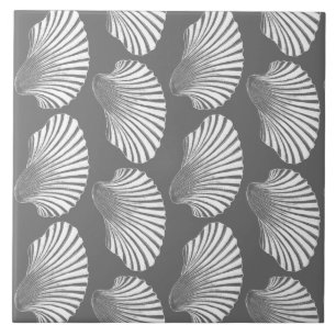 Carreau Impression, gris/gris et blanc de la coquille de s