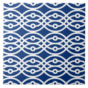 Carreau Impression kimono, bleu marine et blanc