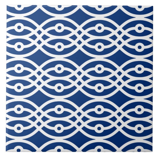 Carreau Impression kimono, bleu marine et blanc (Devant)