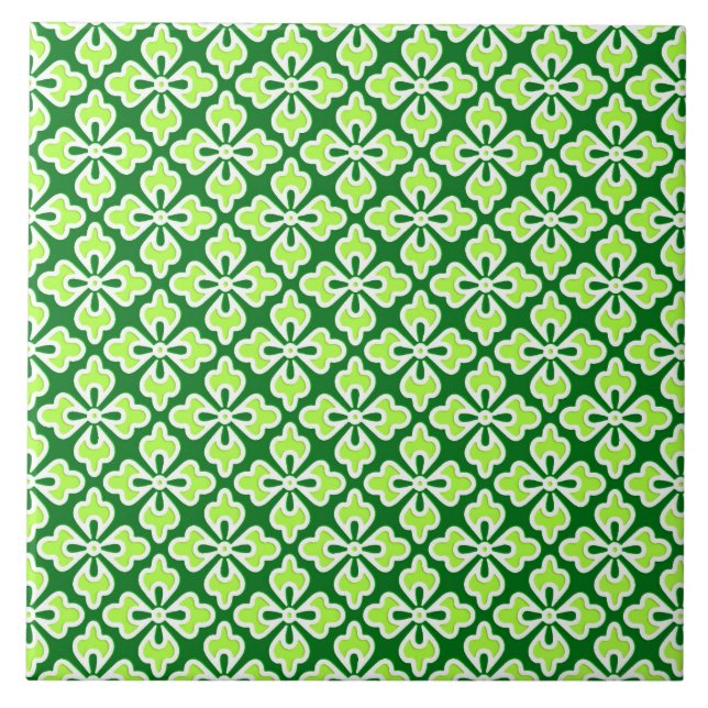 Carreau Impression kimono floral, vert citron et pin (Devant)