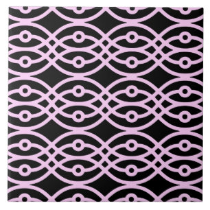 Carreau Impression kimono, noir et rose givré