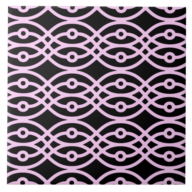 Carreau Impression kimono, noir et rose givré (Devant)