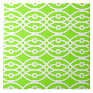 Carreau Impression kimono, vert citron et blanc