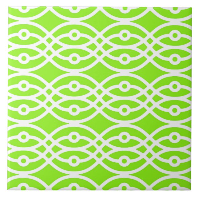 Carreau Impression kimono, vert citron et blanc (Devant)