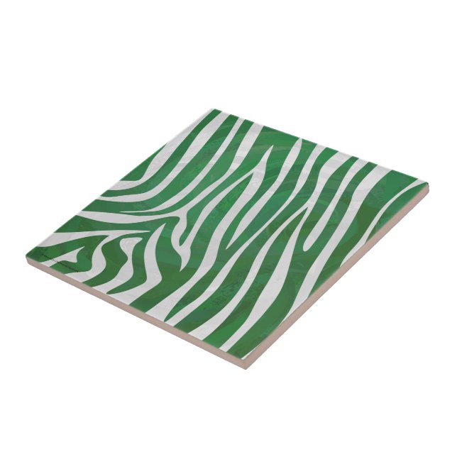 Carreau Impression vert et blanc Zebra (Côté)