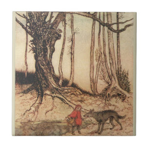 Carreau Impression vintage d'Arthur Rackham du Petit Chape