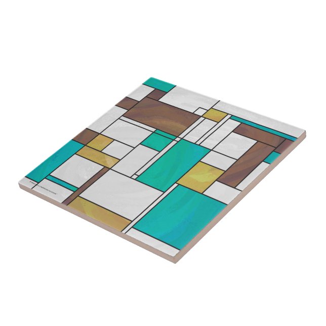 Carreau Imprimante Brown jaune Turquoise Mondrian (Côté)