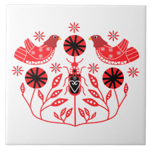 Carreau Imprimantes d'art populaire scandinave   Fleece de