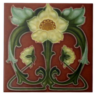Carreau imprimé art nouveau floral en céramique vi