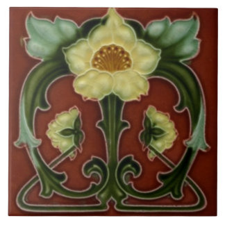 Carreau imprimé art nouveau floral en céramique vi