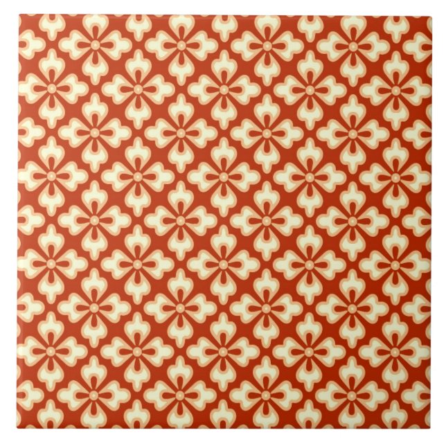 Carreau imprimé kimono floral, mandarine orange (Devant)