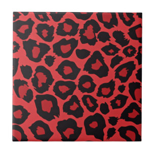 Carreau imprimé léopard rouge noir Rockabilly RAB