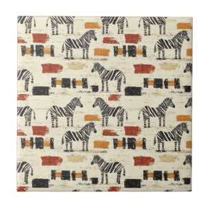 Carreau Imprimé vintage safari bohème zèbre