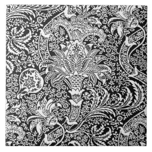 Carreau Indien de William Morris, noir et blanc