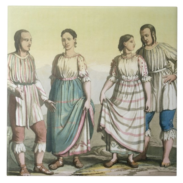 Carreau Indiens de Michoacan dans le costume traditionnel, (Devant)