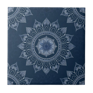 Carreau Indigo Azulejo Bleu Décoratif Mandala Portugais
