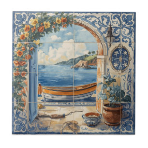 Carreau Indigo Azulejo Bleu et jaune Portugais