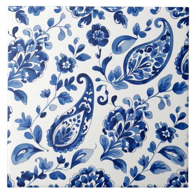 Carreau Indigo Azulejo Bleu Portugais Lisbon Botanique (Devant)