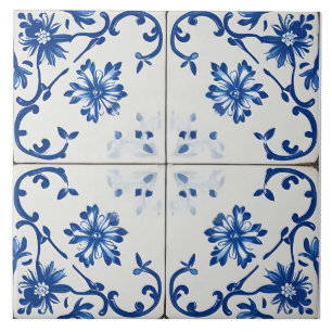 Carreau Indigo Azulejo Bleu Portugais Lisbonne Botanique
