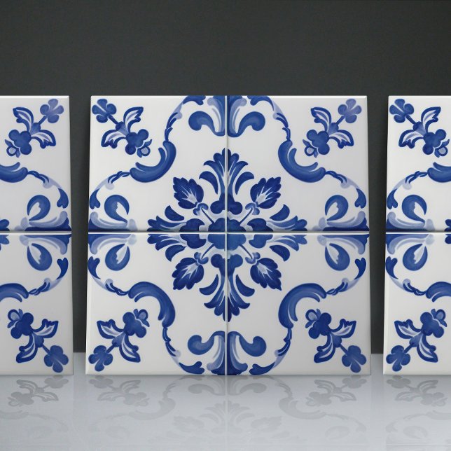 Carreau Indigo Azulejo Bleu Portugais Lisbonne Décor (Créateur téléchargé)