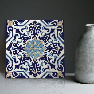 Carreau Indigo Azulejo Bleu Portugais Lisbonne Décoratif C
