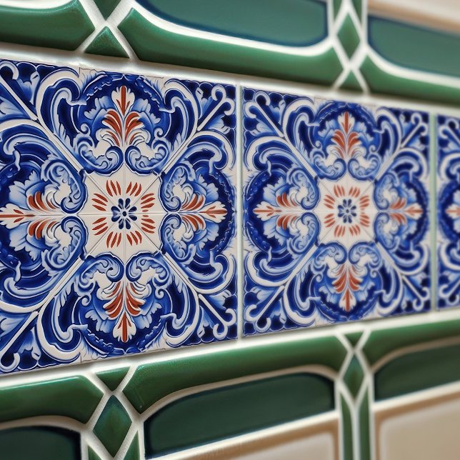 Carreau Indigo Azulejo Bleu Portugais Lisbonne Duotone (Créateur téléchargé)