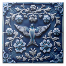 Indigo Azulejo Bleu Portugais Lisbonne oiseau