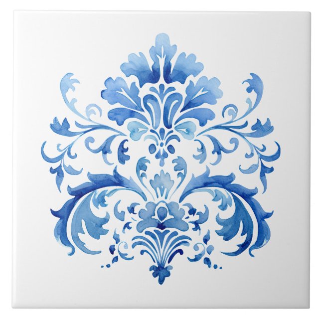 Carreau Indigo Azulejo Blue Portuguese Lisbon Botanical (Devant)