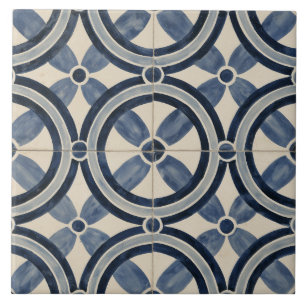 Carreau Indigo Cercle Géométrique Entrelacé
