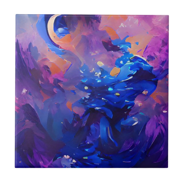 Carreau Indigo marine imaginaire dynamique art abstrait (Devant)