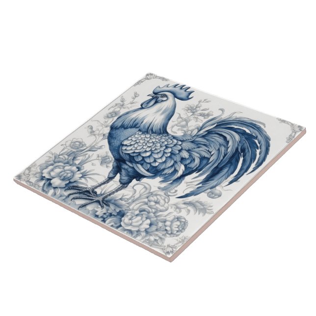 Carreau Indigo Rooster Azulejo Tiles (Côté)