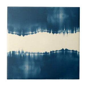 Carreau Indigo Shibori Abstrait Moderne Horizontal