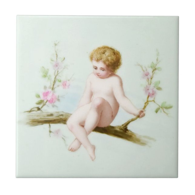 Carreau Infant angélique de l'ère édouardienne à couture d (Devant)