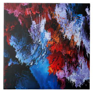 Carreau Inferno réfrigéré Bleu Rouge Art Abstrait contempo