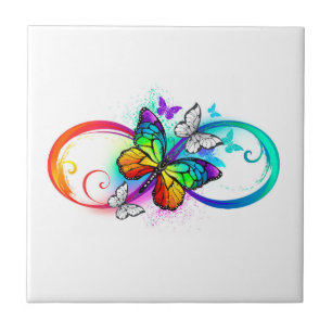 Carreau Infini lumineux avec papillon arc-en-ciel