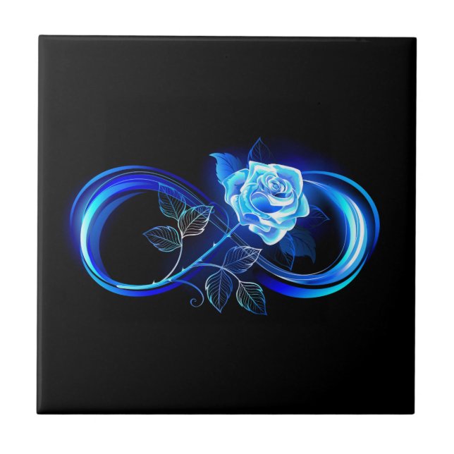 Carreau Infini lumineux avec rose bleue (Devant)