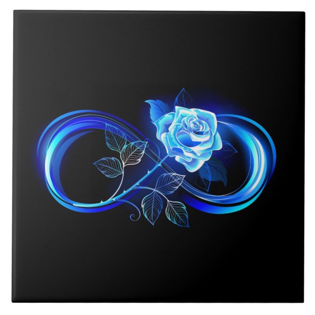 Carreau Infini lumineux avec rose bleue (Devant)