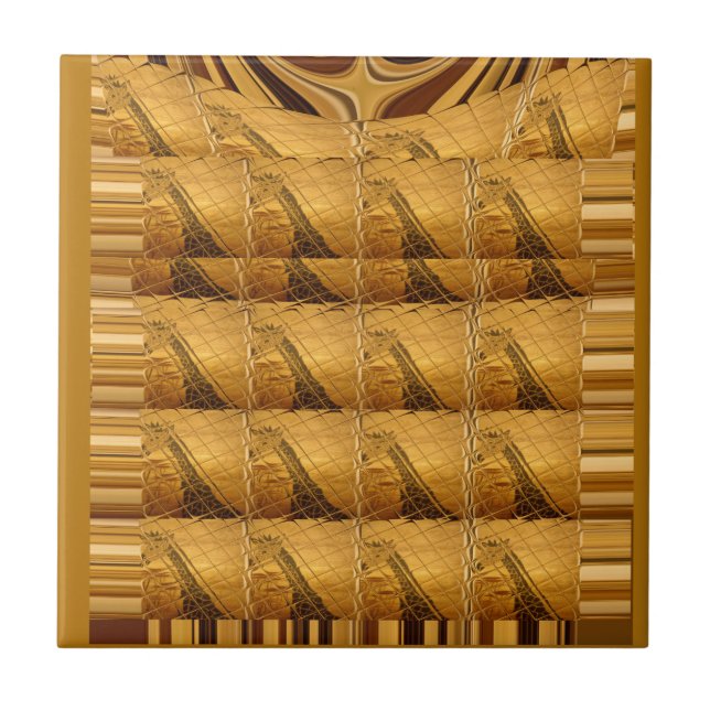 Carreau Infinie Golden Giraffe Animal Motif Art Imprimer (Devant)