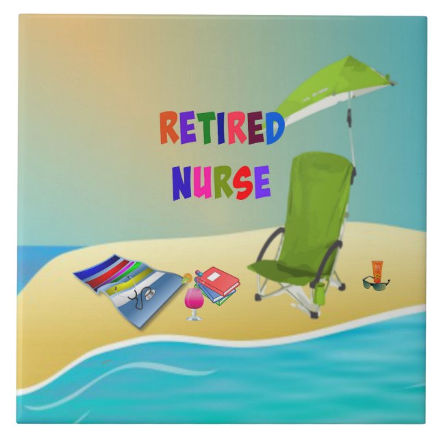 Carreau Infirmière à la retraite, Amusante au soleil, (Devant)