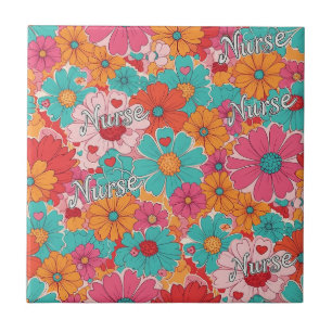 Carreau Infirmière Colorée Motif Floral (1)