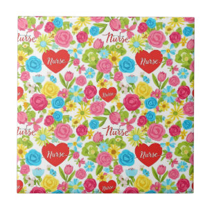 Carreau Infirmière Colorée Motif Floral (2)
