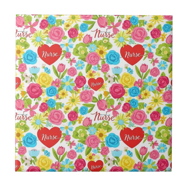Carreau Infirmière Colorée Motif Floral (2) (Devant)