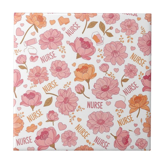 Carreau Infirmière Colorée Motif Floral (3) (Devant)