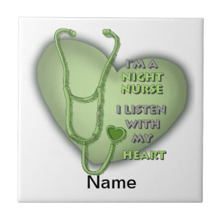 Carreau Infirmière de nuit du coeur vert