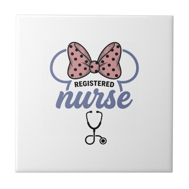Carreau Infirmière diplômée stéthoscope à ruban graphique  (Devant)